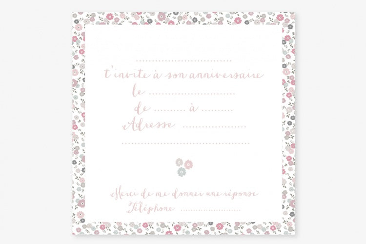 Carte invitation anniversaire fleurs roses 11x11cm – Les fleurs brunes
