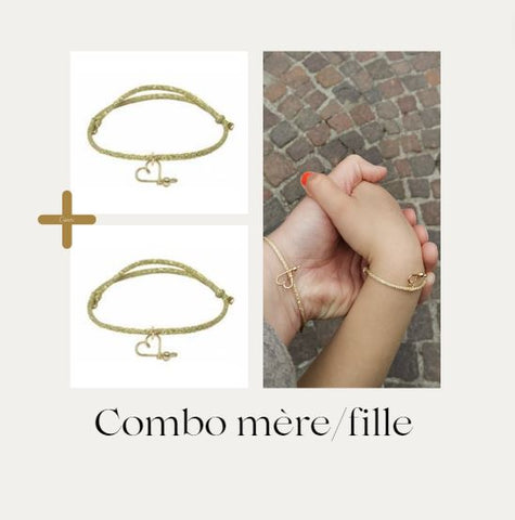 Duo Bracelets cordon doré pailleté