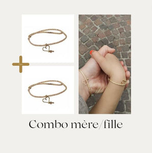 Duo Bracelets cordon rose pailleté