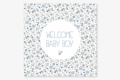 Carte Welcome baby girl libertie bleue 11x11cm