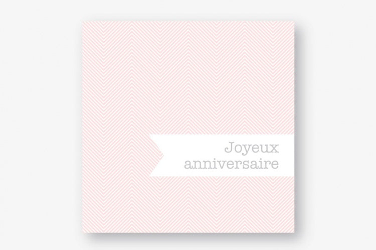Carte anniversaire rose étiquette 13x13cm